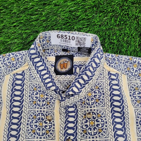 Vintage Baroque Rococo Tile Print Button Shirt M/L 24x28 Oversized Baggy - Picture 3 of 13